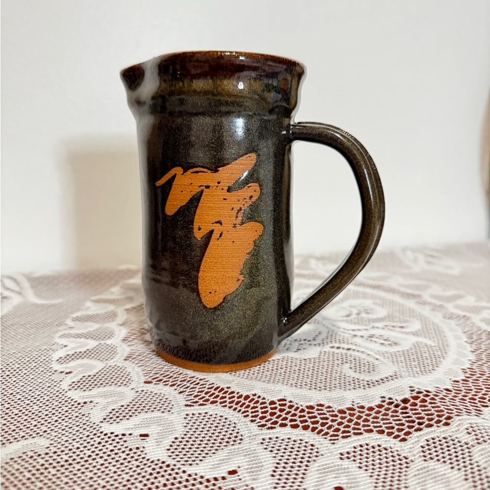 Handcrafted Black and Orange Ceramic mini Pitcher